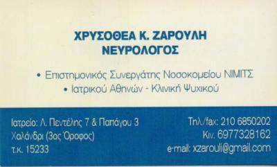 ΝΕΥΡΟΛΟΓΟΣ ΝΕΥΡΟΛΟΓΟΙ ΧΑΛΑΝΔΡΙ ΖΑΡΟΥΛΗ ΧΡΥΣΟΘΕΑ