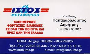 ΜΕΤΑΦΟΡΙΚΗ ΕΤΑΙΡΕΙΑ ΕΘΝΙΚΕΣ ΜΕΤΑΦΟΡΕΣ ΙΣΤΟΣ ΜΕΤΑΦΟΡΙΚΗ ΘΗΒΑ ΒΟΙΩΤΙΑ ΠΑΠΑΧΑΡΑΛΑΜΠΟΥΣ ΔΗΜΗΤΡΗΣ