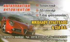ΑΝΤΑΛΛΑΚΤΙΚΑ ΑΥΤΟΚΙΝΗΤΩΝ ΑΞΕΣΟΥΑΡ ΧΑΛΚΙΔΑ ΝΙΚΟΛΑΟΥ ΕΥΑΓΓΕΛΟΣ 